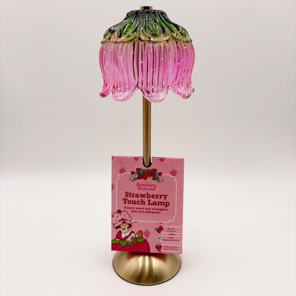 Strawberry Shortcake Touch Lamp Pink Glass Flower USB Rechargeable NEW